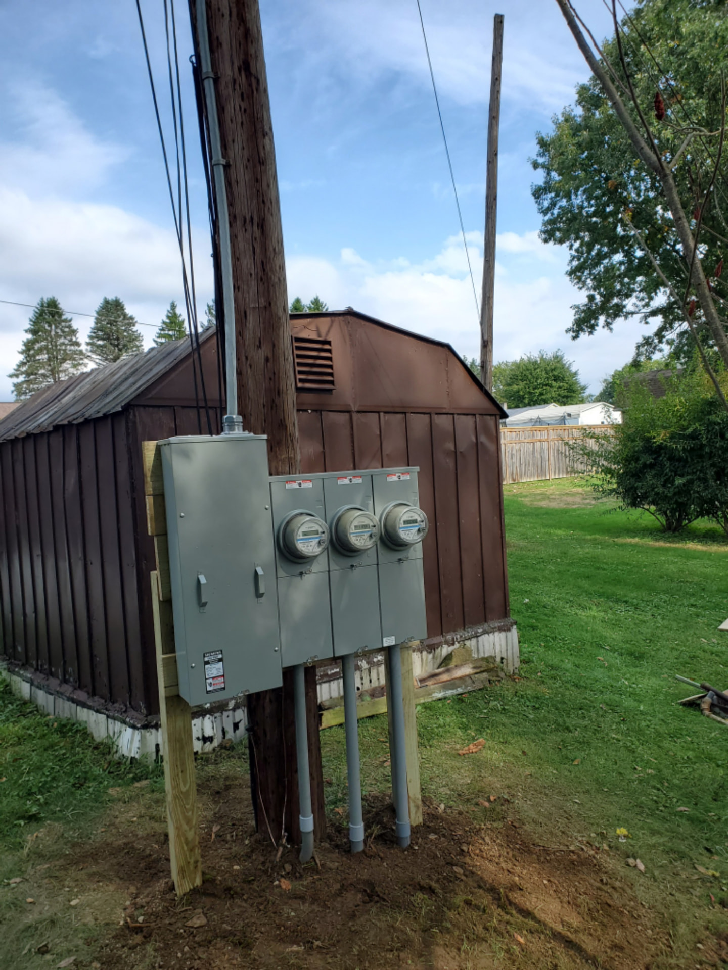 New three-meter electrical service and disconnect equipment installed by RCC Electric